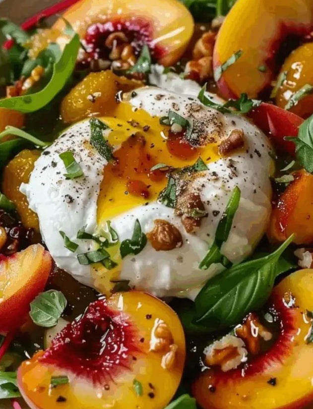 Peach Basil Burrata Tourbillon